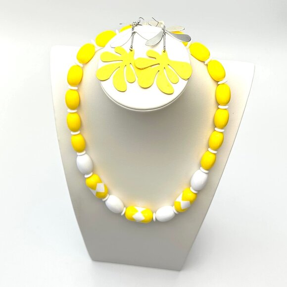 Vintage Avon Sunsations Two-Tone Beaded Necklace + Earrings — Collectible — EUC - Picture 1 of 9